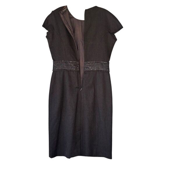 Etro Italy Brown Classic Sheath Dress Wool Floral Brocade Trim Waist Size 46/10 - Picture 9 of 12